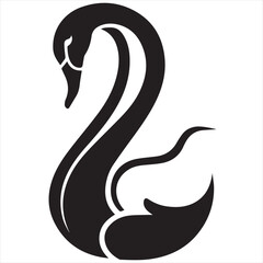 Fototapeta premium Minimal Silhouette Swan Logo Vector Illustration – Elegant Flat Design Black Swan Icon Isolated on White Background – Clean, Simple, Editable Graphic for Beauty, Fashion, Wedding, and Nature Branding