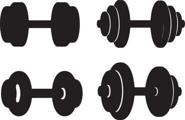 Black Dumbbells Set Silhouette, Fitness Equipment, Workout Gear