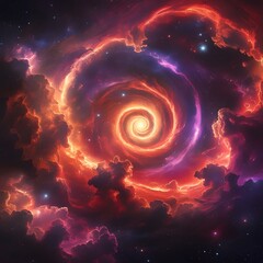 tunning cosmic nebula with ethereal purple and orange gases swirling in the dark night sky. A vivid, otherworldly space scene ideal for sci-fi covers, digital art, and astronomy-inspired visuals.