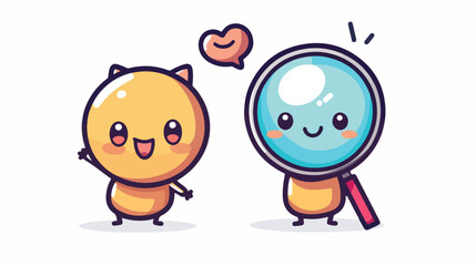 Fototapeta premium Curious Cartoon Magnifying Glass Character: Exploring the World of Details see kid fun cute zoom look