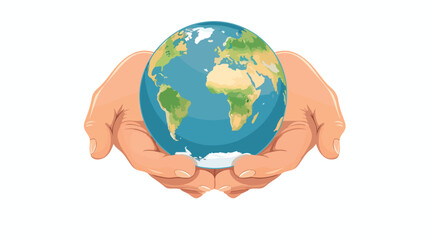 Global Responsibility: Male Hands Cradle the World, Concept Image man eco care palm hope save globe 