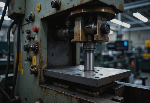 Metal stamping press with formed parts and tooling in a manufacturing setting