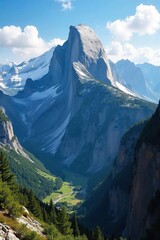 Colossal Mountain Range Breathtaking Panoramic View of Rugged Cliffs and Untouched Wilderness at Extreme Elevation