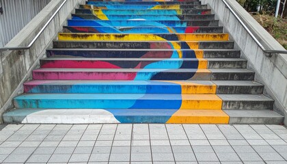 Colorful and Artistic Steps with Vibrant Patterns and Designs