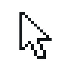 Pixelated Down Arrow Icon vector illustration of an white background with hearts