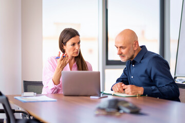 Group of business people working in a modern office