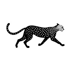 Fototapeta premium Spotted cheetah illustration running animal feline predator art silhouette