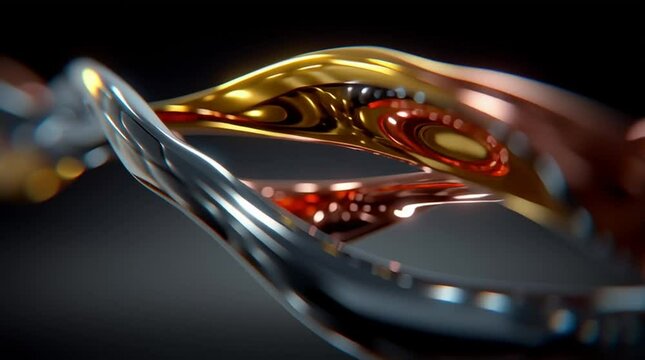 Metallic ribbons in chrome copper gold twisting