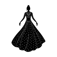 Silhouette of woman in traditional dress vector illustration