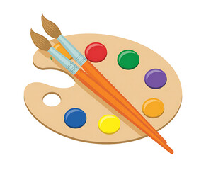 Colorful Artist's Palette and Brushes