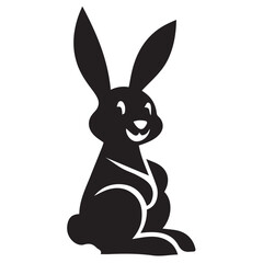 Fototapeta premium Minimal Silhouette Rabbit Logo Vector Illustration – Clean Flat Design Bunny Icon in Black and White – Simple, Editable Animal Graphic for Nature, Pet, Easter, and Wildlife Branding Projects