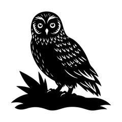 Fototapeta premium Majestic avian predator owl illustration vector silhouette art
