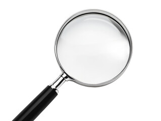 Magnifying glass with black handle isolated on transparent background