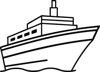 Fototapeta premium Cruiseliner Sketch: A clean line drawing presents a contemporary cruiseliner, conveying a sense of adventure and maritime travel against the vast, blank canvas of the unknown.