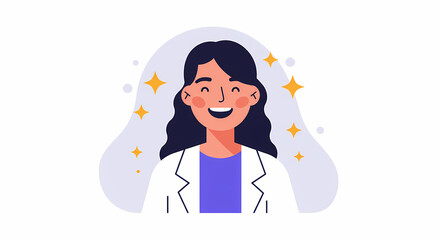 vector, illustration, girl with a star, doctor, employee, women, 