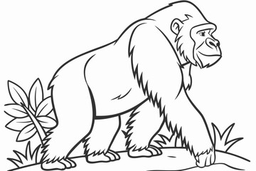coloring page line art the gorilla black vector