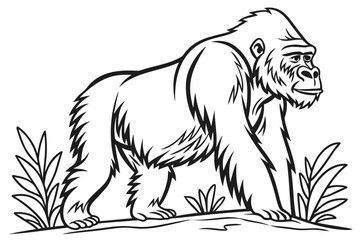 coloring page line art the gorilla black vector