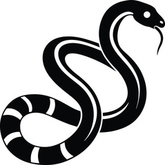 Fototapeta premium Serpentine Silhouette: A striking minimalist design of a serpent, poised in a dynamic, sinuous curve against a neutral background. Perfect for artistic and symbolic uses.