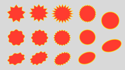 Starburst Sale Stickers Set – Red and Yellow Vector Badge Shapes for Promotions