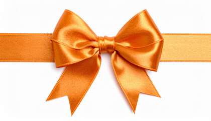 Fototapeta premium Elegant satin orange bow with ribbon isolated on white background.