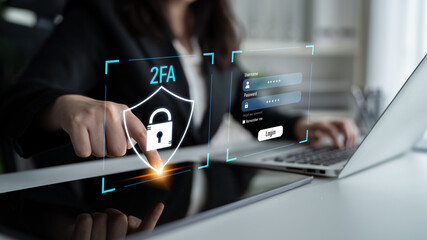 Two-factor authentication strengthens login system security. Adds protection, two-factor...