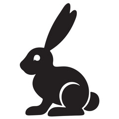 Obraz premium Minimal Silhouette Rabbit Logo Vector Illustration – Clean Flat Design Bunny Icon in Black and White – Simple, Editable Animal Graphic for Nature, Pet, Easter, and Wildlife Branding Projects