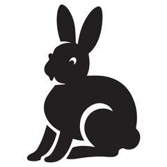 Fototapeta premium Minimal Silhouette Rabbit Logo Vector Illustration – Clean Flat Design Bunny Icon in Black and White – Simple, Editable Animal Graphic for Nature, Pet, Easter, and Wildlife Branding Projects