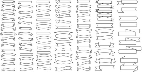 Set of Ribbon Line Doodle for Decoration