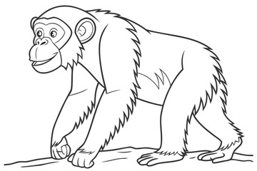 coloring page line art the chimpanzee black vector
