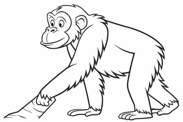 coloring page line art the chimpanzee black vector