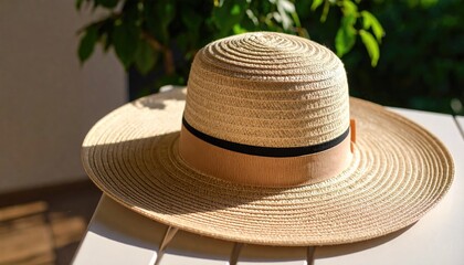Straw hat on the terrace