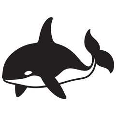 Fototapeta premium Minimal Silhouette Orca Logo Vector Illustration – Flat Design Black Killer Whale Icon Isolated on White Background – Simple, Clean, Editable Marine Animal Graphic for Ocean, Wildlife, and Nature Bran
