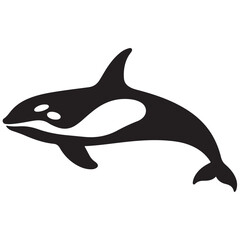 Naklejka premium Minimal Silhouette Orca Logo Vector Illustration – Flat Design Black Killer Whale Icon Isolated on White Background – Simple, Clean, Editable Marine Animal Graphic for Ocean, Wildlife, and Nature Bran
