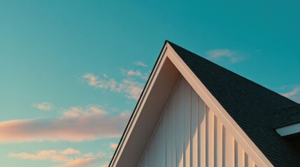 The Roof of a Contemporary House Against a Bright Sky.
