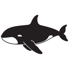 Fototapeta premium Minimal Silhouette Orca Logo Vector Illustration – Flat Design Black Killer Whale Icon Isolated on White Background – Simple, Clean, Editable Marine Animal Graphic for Ocean, Wildlife, and Nature Bran