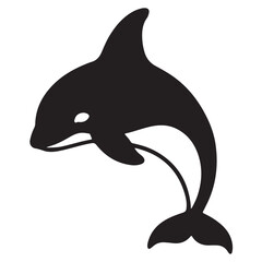 Obraz premium Minimal Silhouette Orca Logo Vector Illustration – Flat Design Black Killer Whale Icon Isolated on White Background – Simple, Clean, Editable Marine Animal Graphic for Ocean, Wildlife, and Nature Bran
