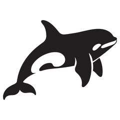 Fototapeta premium Minimal Silhouette Orca Logo Vector Illustration – Flat Design Black Killer Whale Icon Isolated on White Background – Simple, Clean, Editable Marine Animal Graphic for Ocean, Wildlife, and Nature Bran