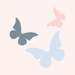 Butterflies minimalism aesthetics and elegance fashion beauty, vector art illustration.