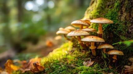 The enchanting mushrooms growing quietly in a serene forest clearing.
