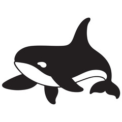 Fototapeta premium Minimal Silhouette Orca Logo Vector Illustration – Flat Design Black Killer Whale Icon Isolated on White Background – Simple, Clean, Editable Marine Animal Graphic for Ocean, Wildlife, and Nature Bran