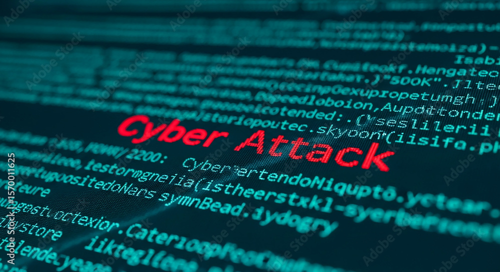 Poster close-up of teal computer code with 