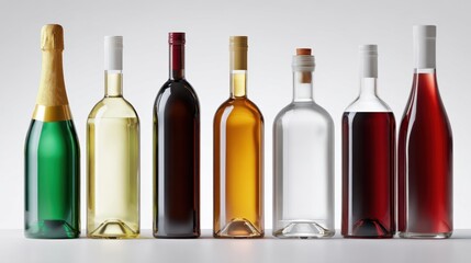 The collection of various wine bottles showcasing different types and colors.
