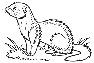 coloring page lineart the ferret black vector