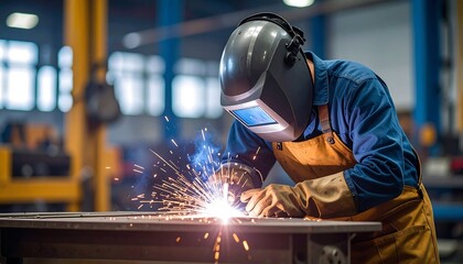 Industrial welder at work