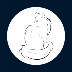 Black Cat line drawing, Elegant Minimalist Cat Line Art