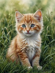 cat on grass
