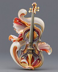 3d glowing neon violin swirl high resolution picture