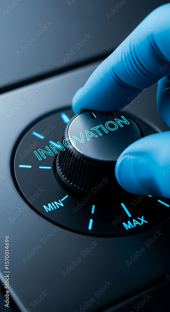 Poster close-up of gloved hand turning dial labeled 