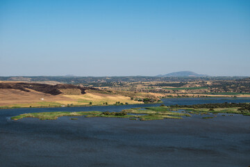 view of the Burujon Canyons and the Castrejon reservoir in the province of Toledo. Castilla la Mancha. Spain.