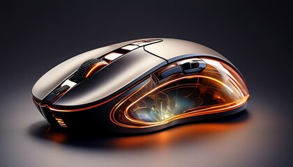 sleek and modern computer mouse design showcased against a dark background for tech enthusiasts and gamers